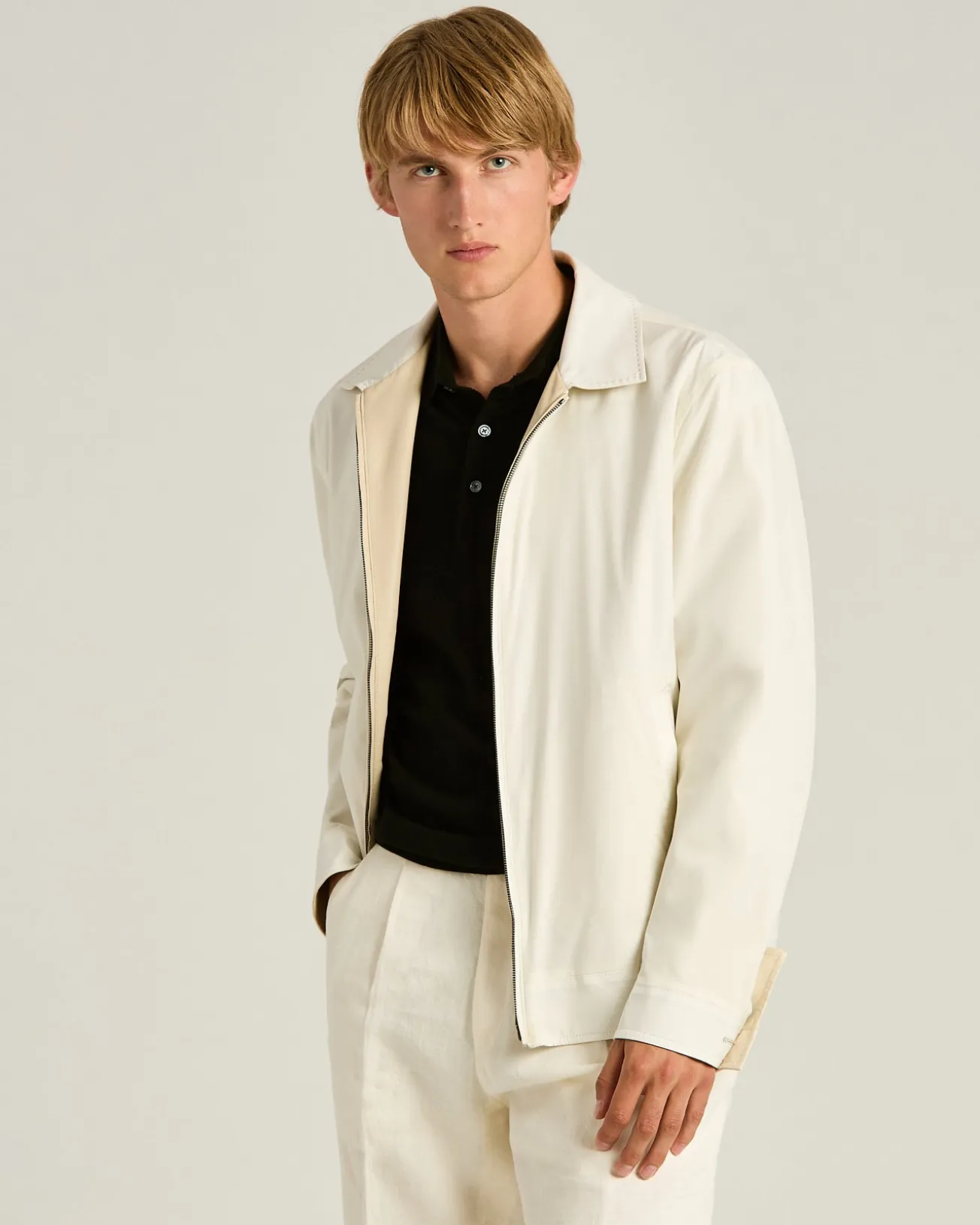 IVORY LAMBSKIN BOMBER JACKET