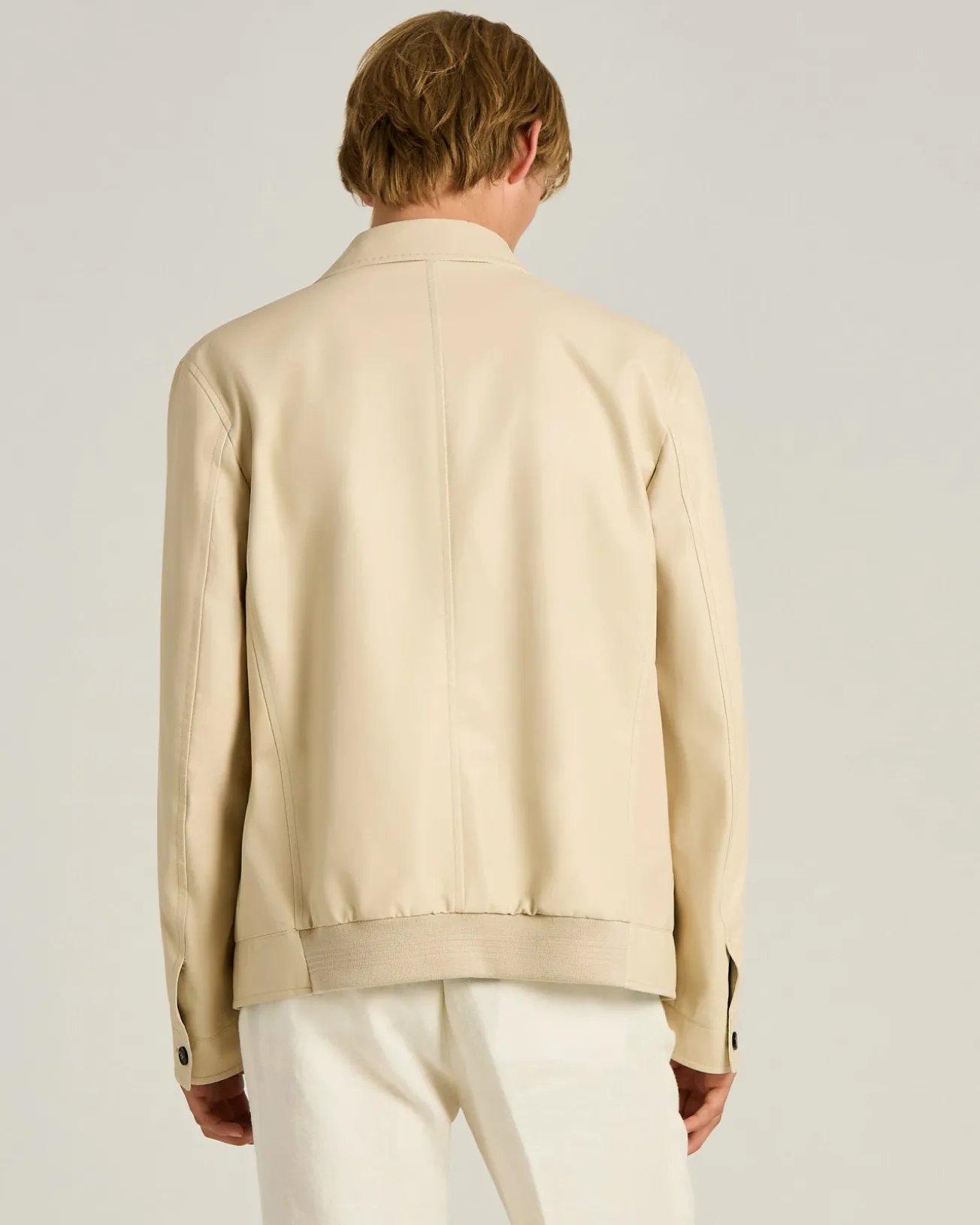 IVORY LAMBSKIN BOMBER JACKET
