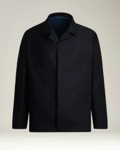 JACKET IN PURE VIRGIN WOOL BLUE WITH CONCEALED CLOSURE