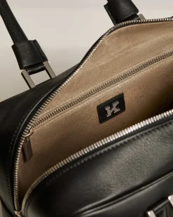“KISS” BLACK GRAINED CALFSKIN SATCHEL