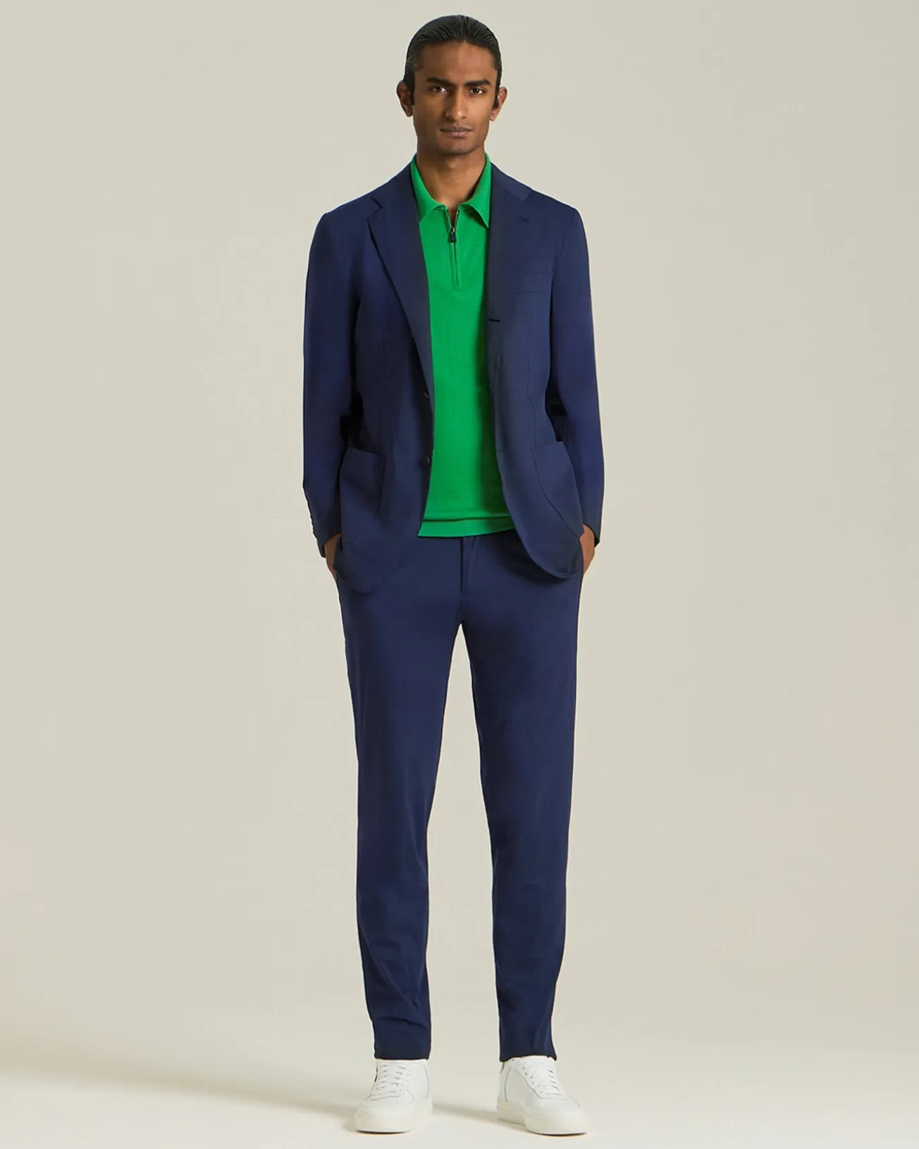 KNT DELUXE WOOL AND SILK ZIP-UP POLO SHIRT