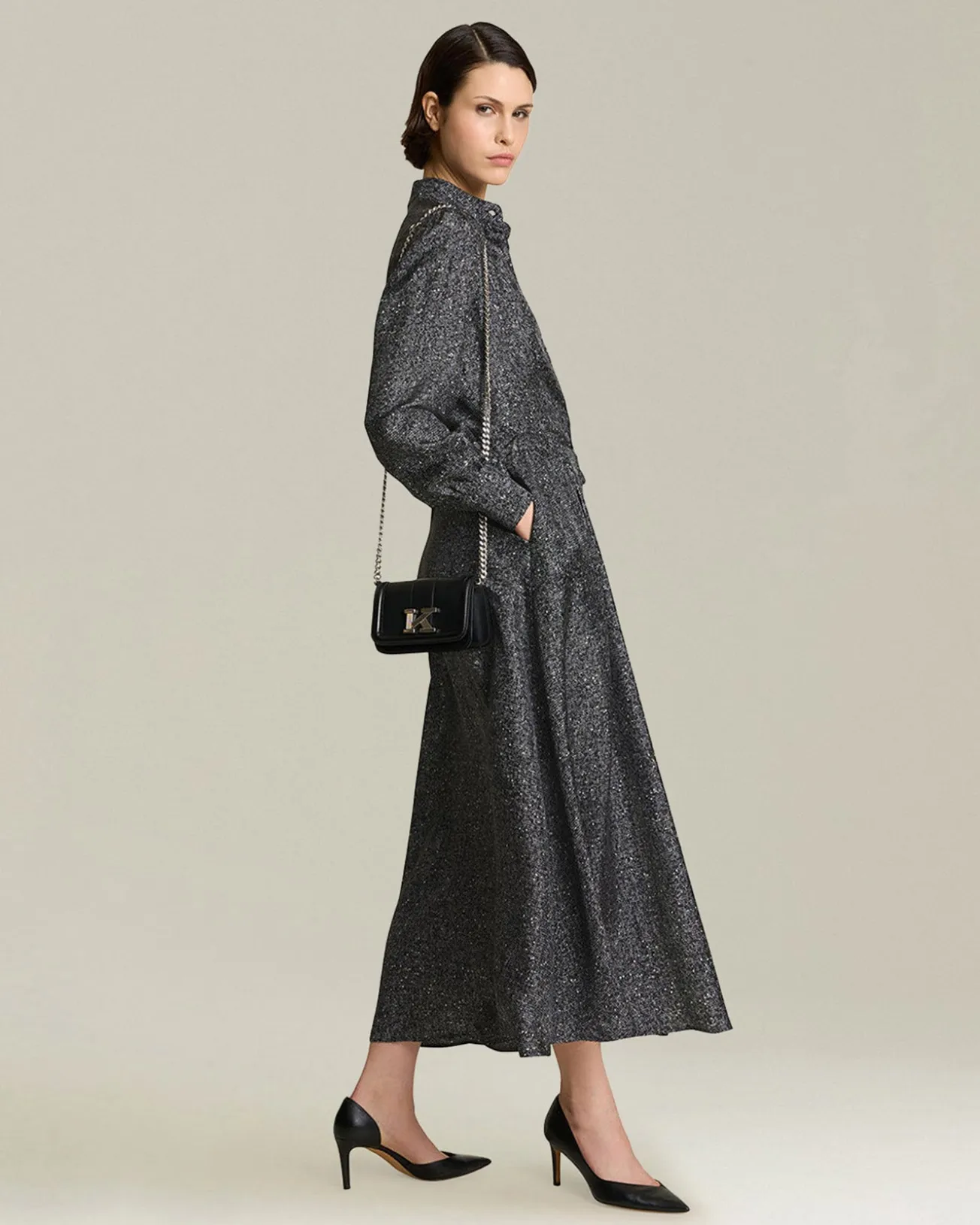 LAMÉ SILK EVENING GOWN