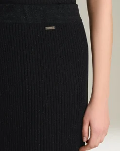 LAMÉ WOOL PENCIL SKIRT