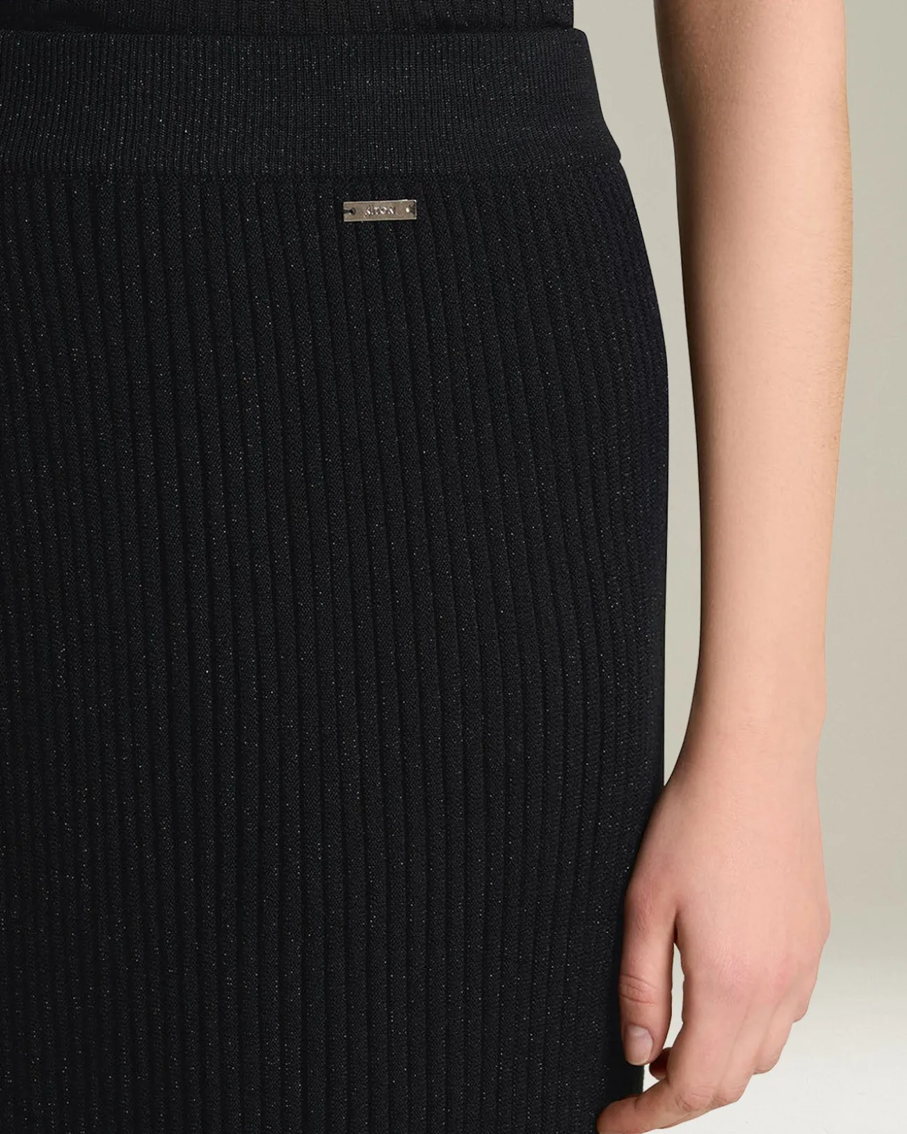 LAMÉ WOOL PENCIL SKIRT