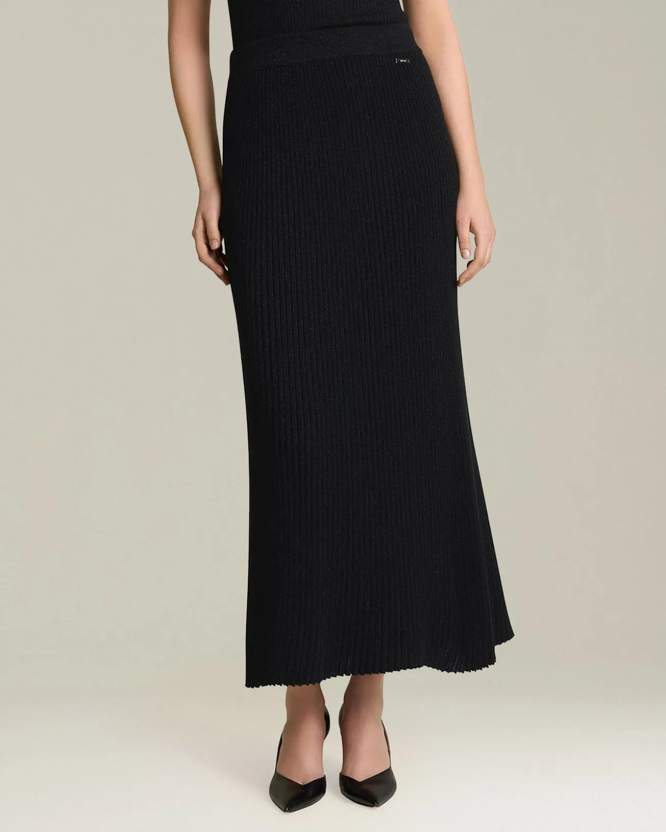 LAMÉ WOOL PENCIL SKIRT