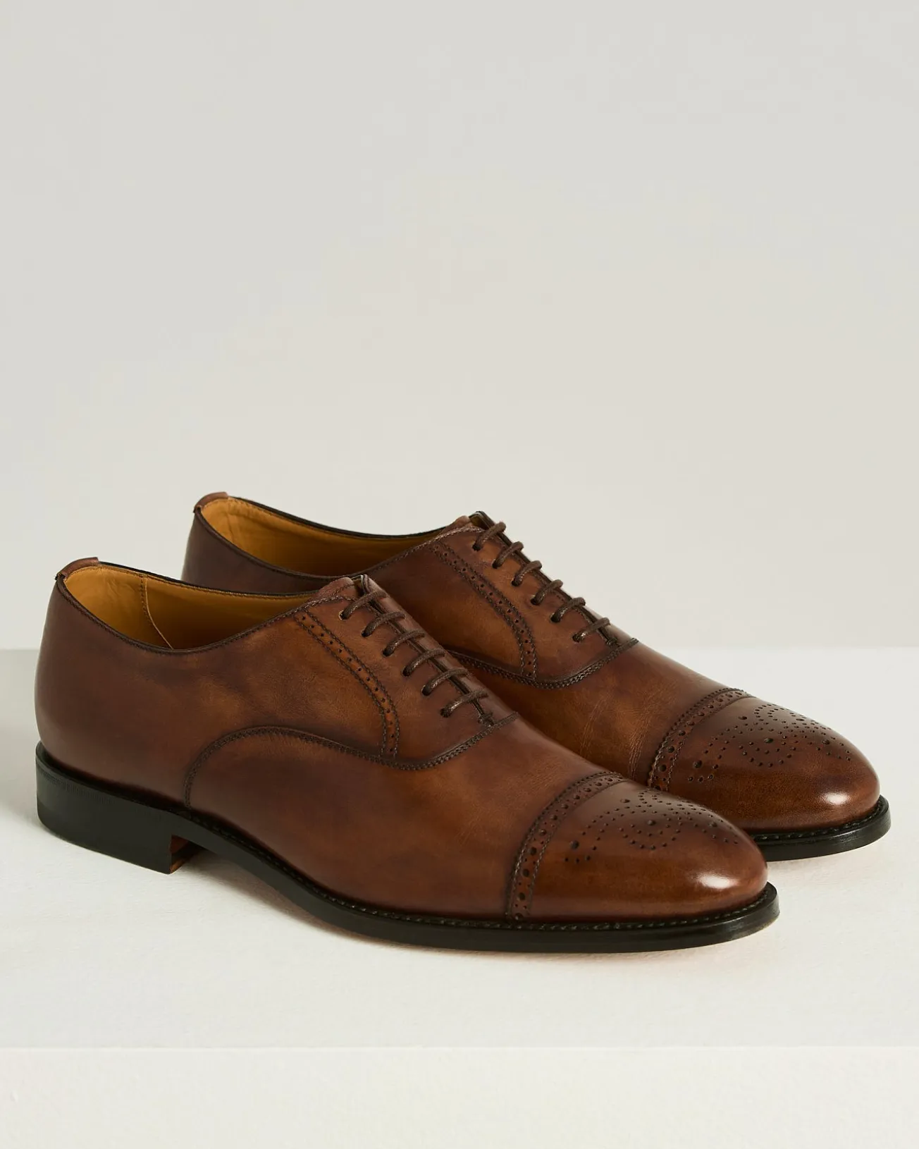LEATHER LACE-UP SHOE DARK BROWN CALFSKIN