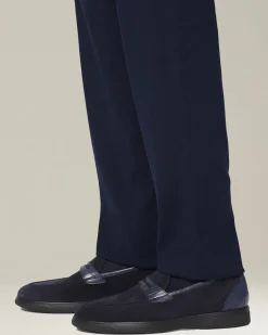 LEATHER LOAFER WITH CROCODILE LEATHER INSERTS