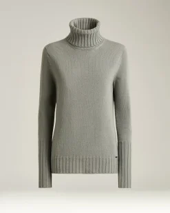 LIGHT GRAY CASHMERE TURTLENECK SWEATER