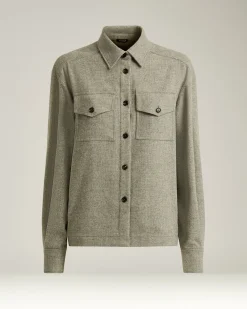 LIGHT GRAY WOOL AND CASHMERE-BLEND OVERSHIRT