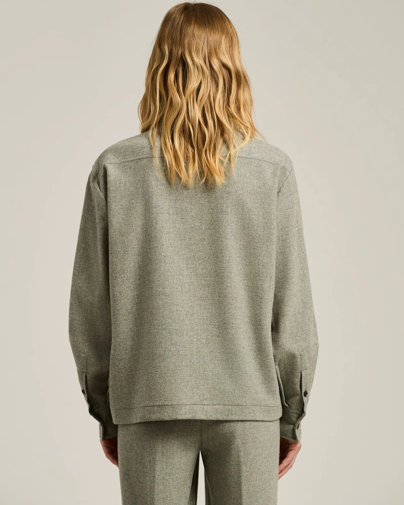 LIGHT GRAY WOOL AND CASHMERE-BLEND OVERSHIRT