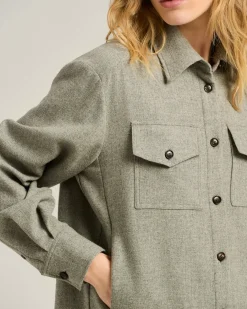LIGHT GRAY WOOL AND CASHMERE-BLEND OVERSHIRT