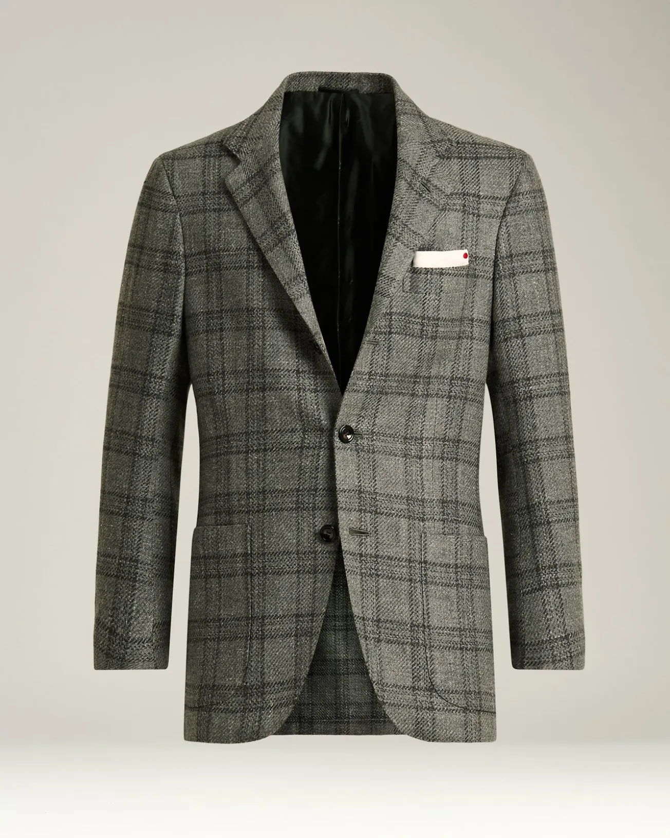 LIGHT GREY CHECKED CASHMERE-BLEND JACKET