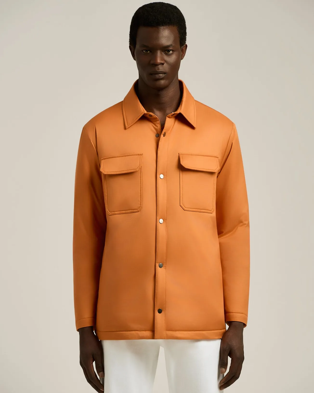 LIGHT ORANGE TECHNICAL FABRIC OVERSHIRT