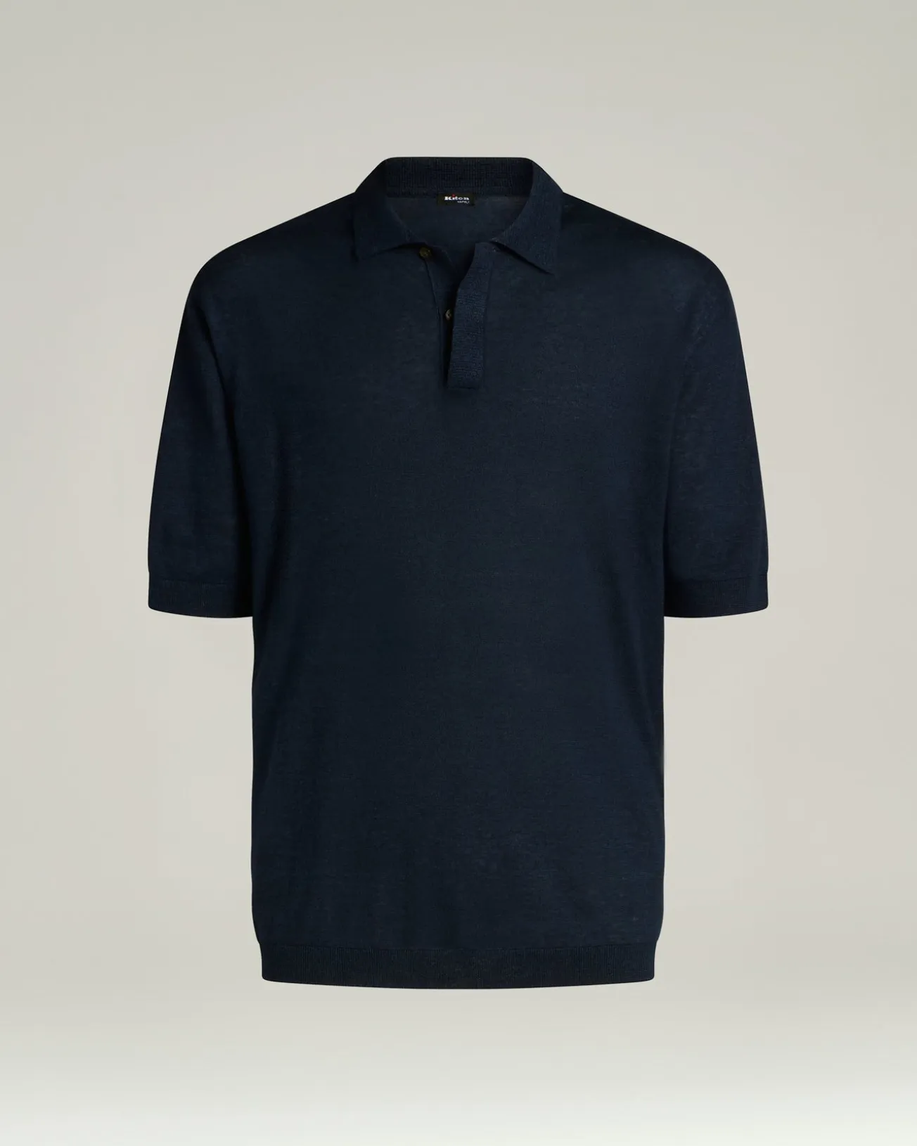 LIGHTWEIGHT KNIT SHORT SLEEVED POLO SHIRT BLUE NATURAL FIBER BLEND