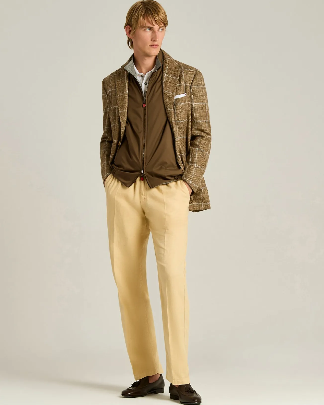 LINEN AND COTTON BLEND TROUSERS