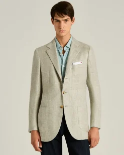 LINEN, CASHMERE AND SILK BLEND SINGLE-BREASTED JACKET