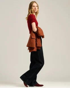 LOAFERS IN CALFHAIR BURGUNDY WITH RED TRIM