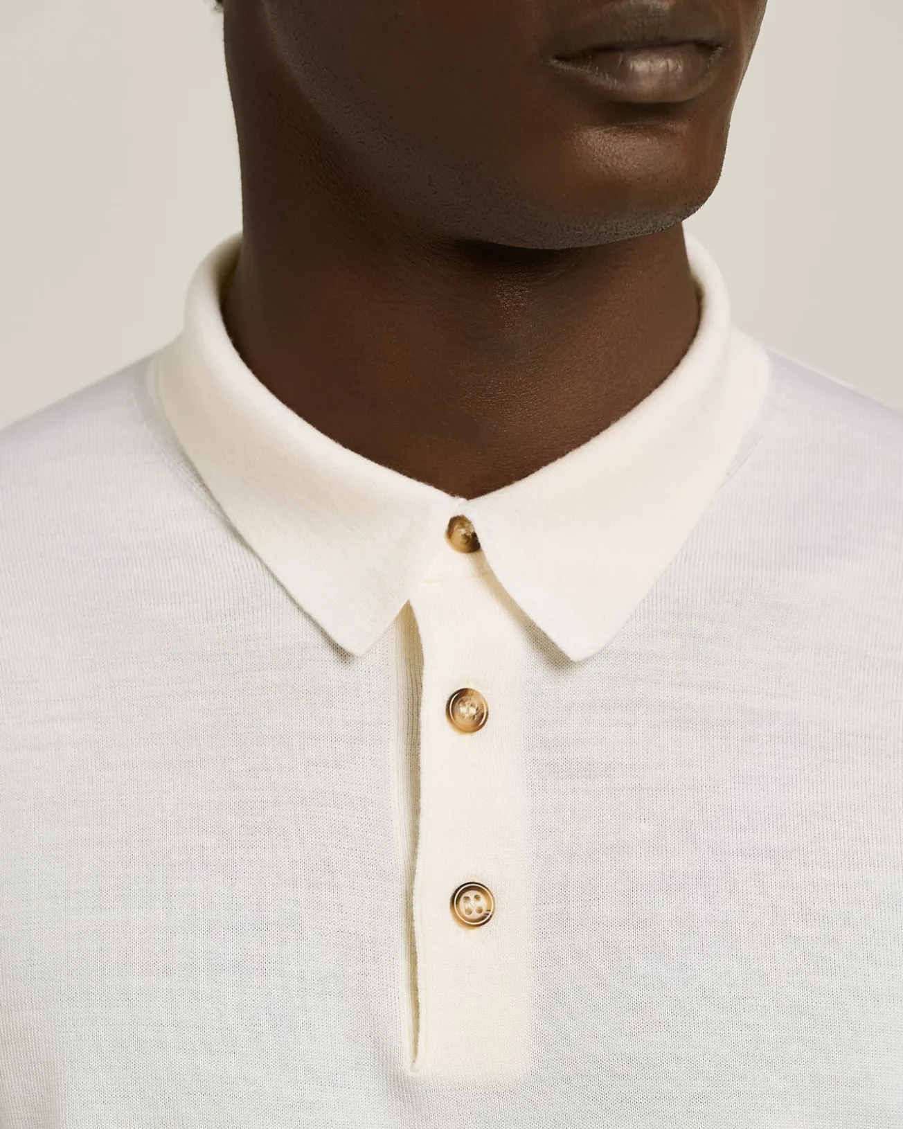 LONG SLEEVE POLO IN PURE VIRGIN WOOL WHITE