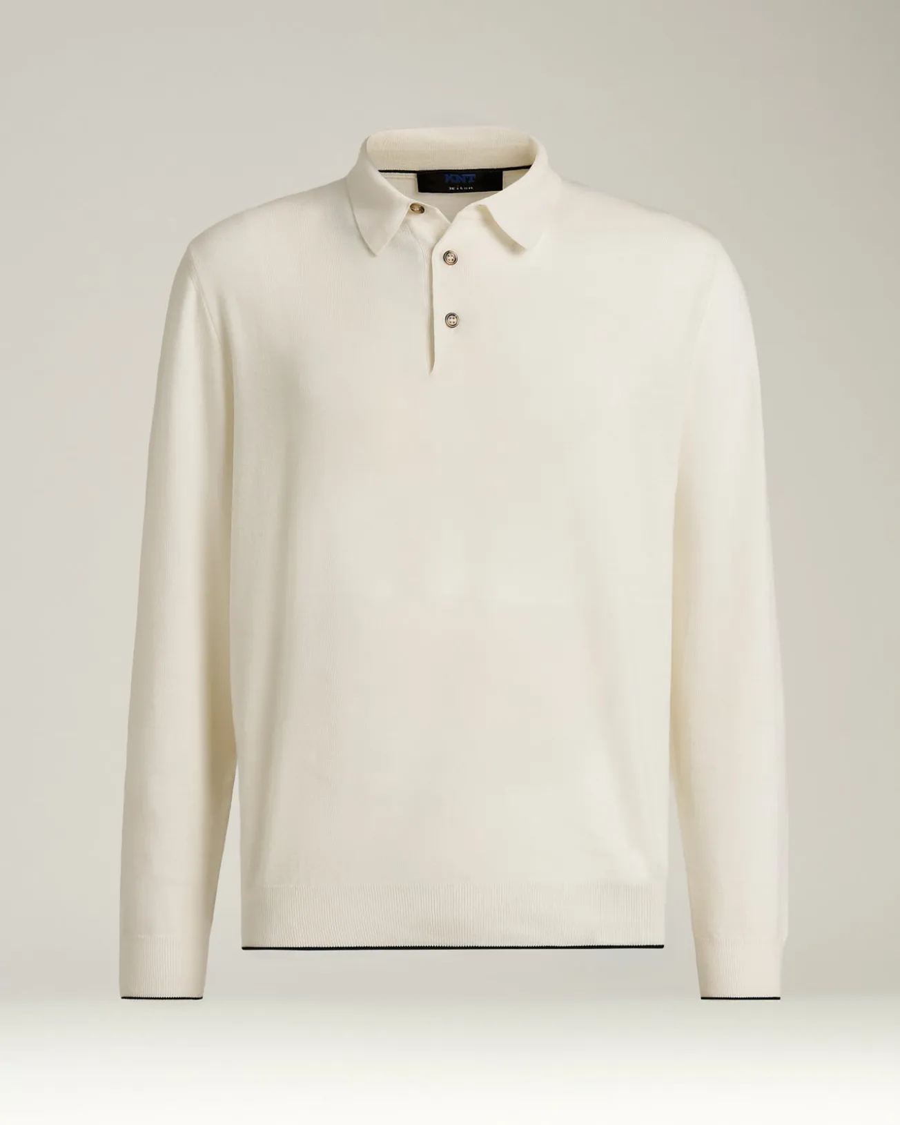 LONG SLEEVE POLO IN PURE VIRGIN WOOL WHITE