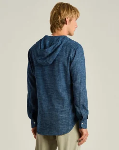 NATURAL FIBER BLEND HOODED BLUE OVERSHIRT