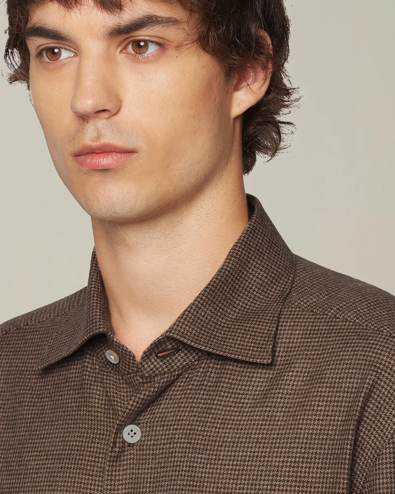 ‘NERANO’ HOUNDSTOOTH FLANNEL SHIRT