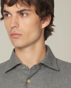 ‘NERANO’ HOUNDSTOOTH FLANNEL SHIRT