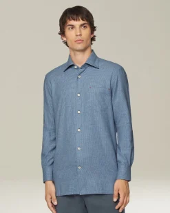 ‘NERANO’ HOUNDSTOOTH FLANNEL SHIRT