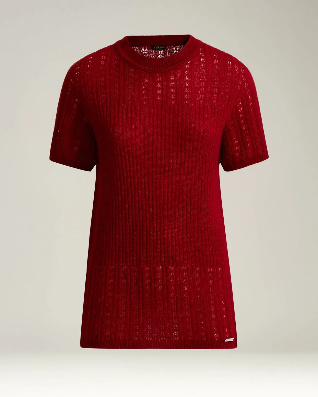 OPENWORK CREW NECK SWEATER IN CASHMERE AND SILK BURGUNDY