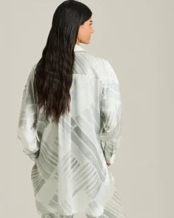 OVERSIZED SILK SHIRT WITH ETHNIC BRUSH PATTERN