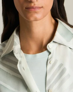 OVERSIZED SILK SHIRT WITH ETHNIC BRUSH PATTERN