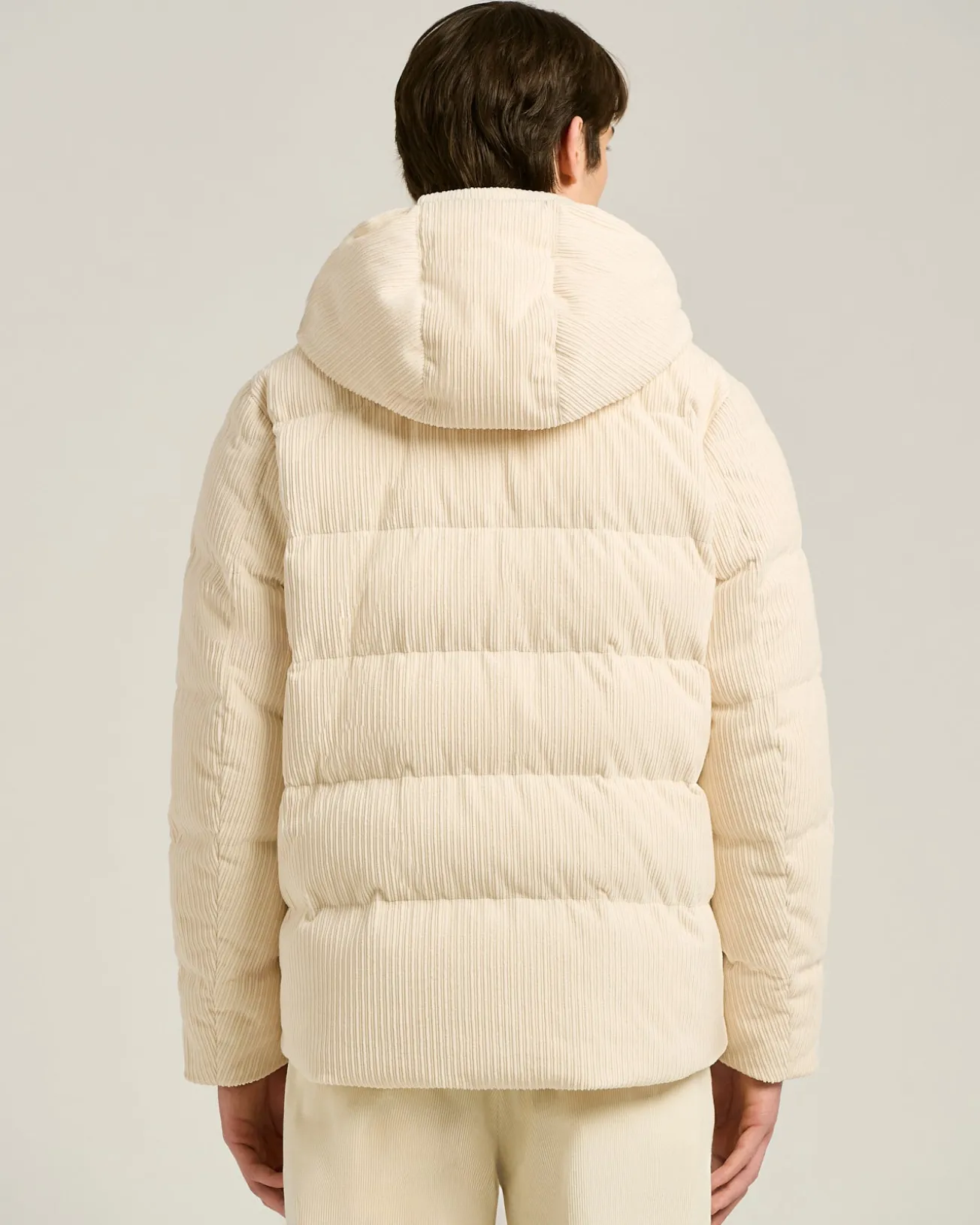 PADDED BOMBER IN IVORY CORDUROY