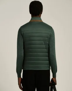 PADDED GILET IN DARK GREEN TECHNICAL FABRIC