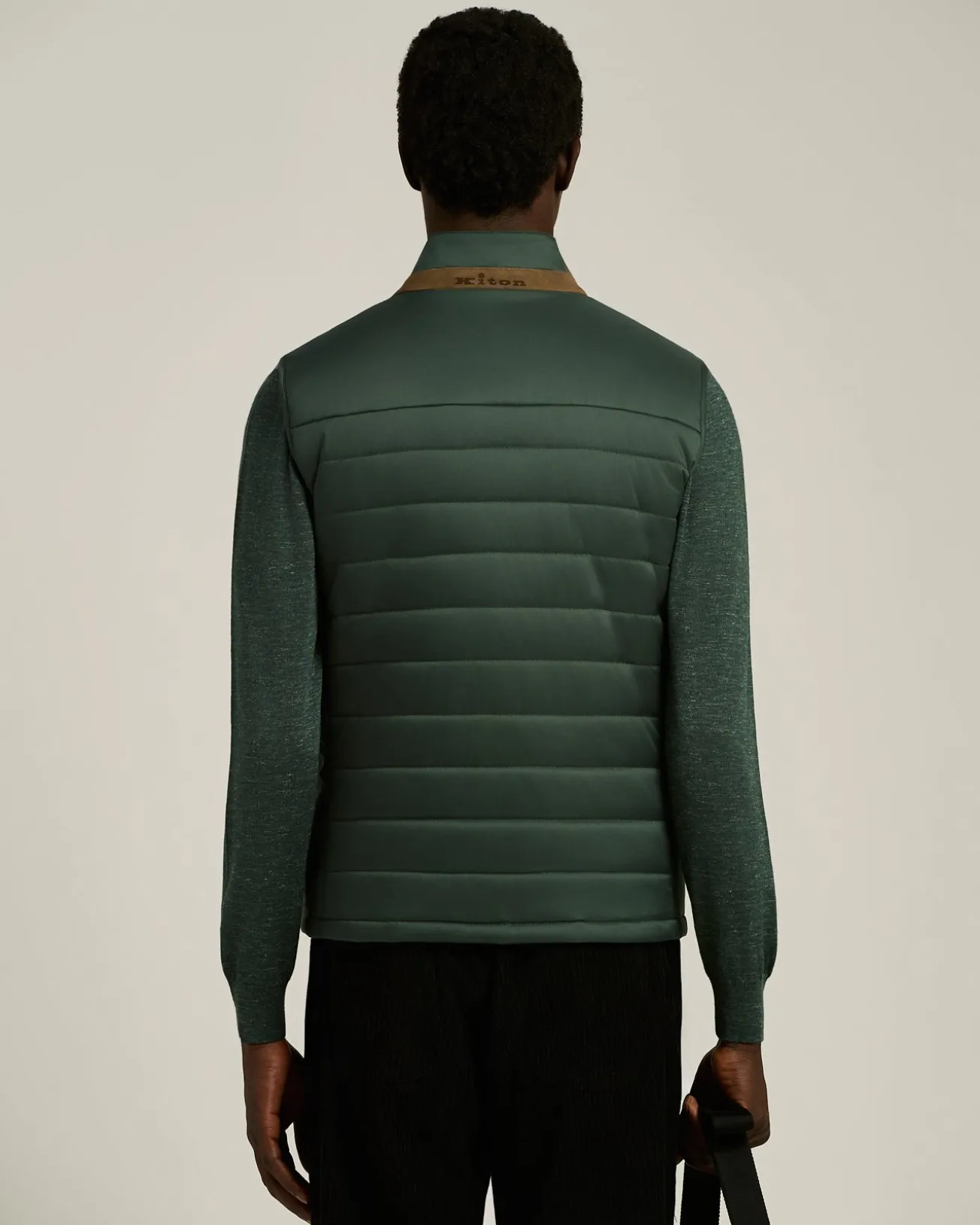 PADDED GILET IN DARK GREEN TECHNICAL FABRIC