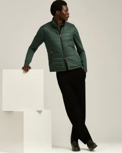 PADDED GILET IN DARK GREEN TECHNICAL FABRIC