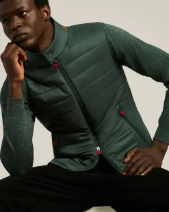 PADDED GILET IN DARK GREEN TECHNICAL FABRIC