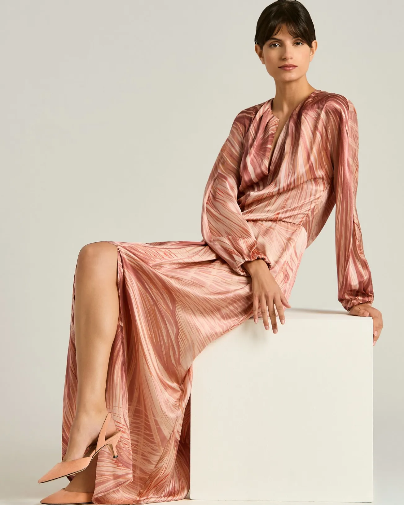 PINK SILK SATIN DRESS WITH BACK OPENING