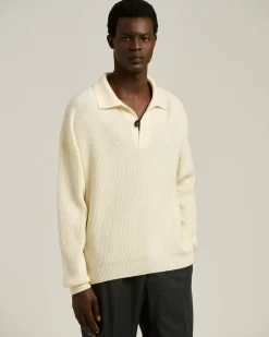 POLO IN PURE VIRGIN WOOL ENGLISH RIB IVORY