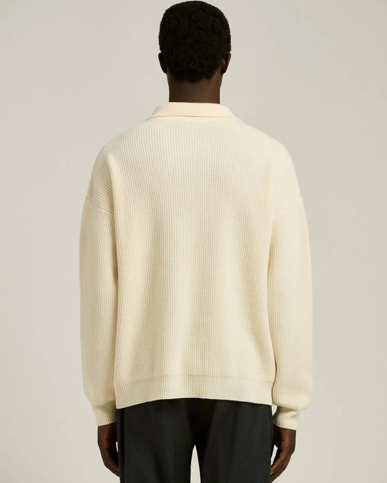 POLO IN PURE VIRGIN WOOL ENGLISH RIB IVORY