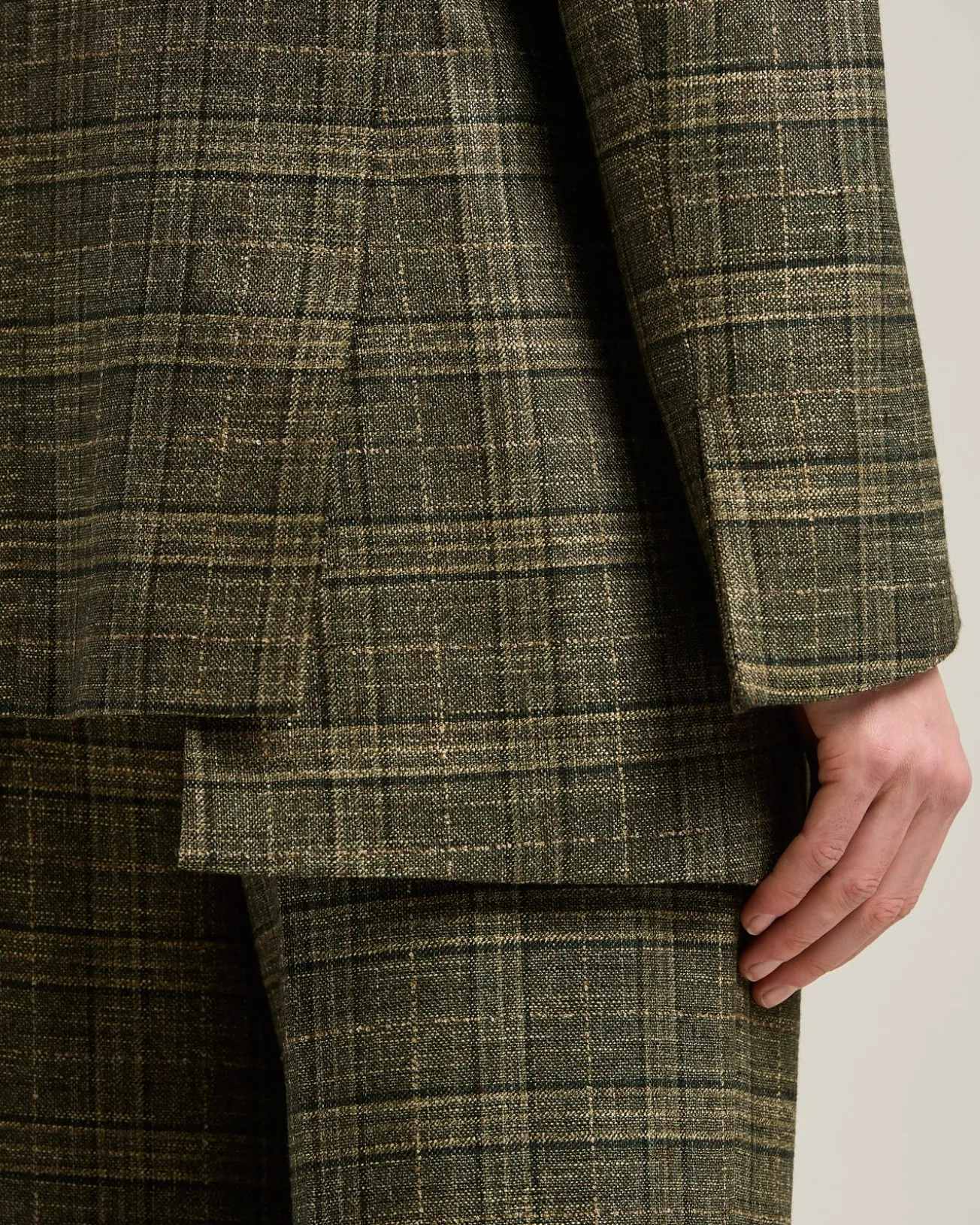 PRINCE OF WALES BLAZER IN VISCOSE GREEN AND BEIGE