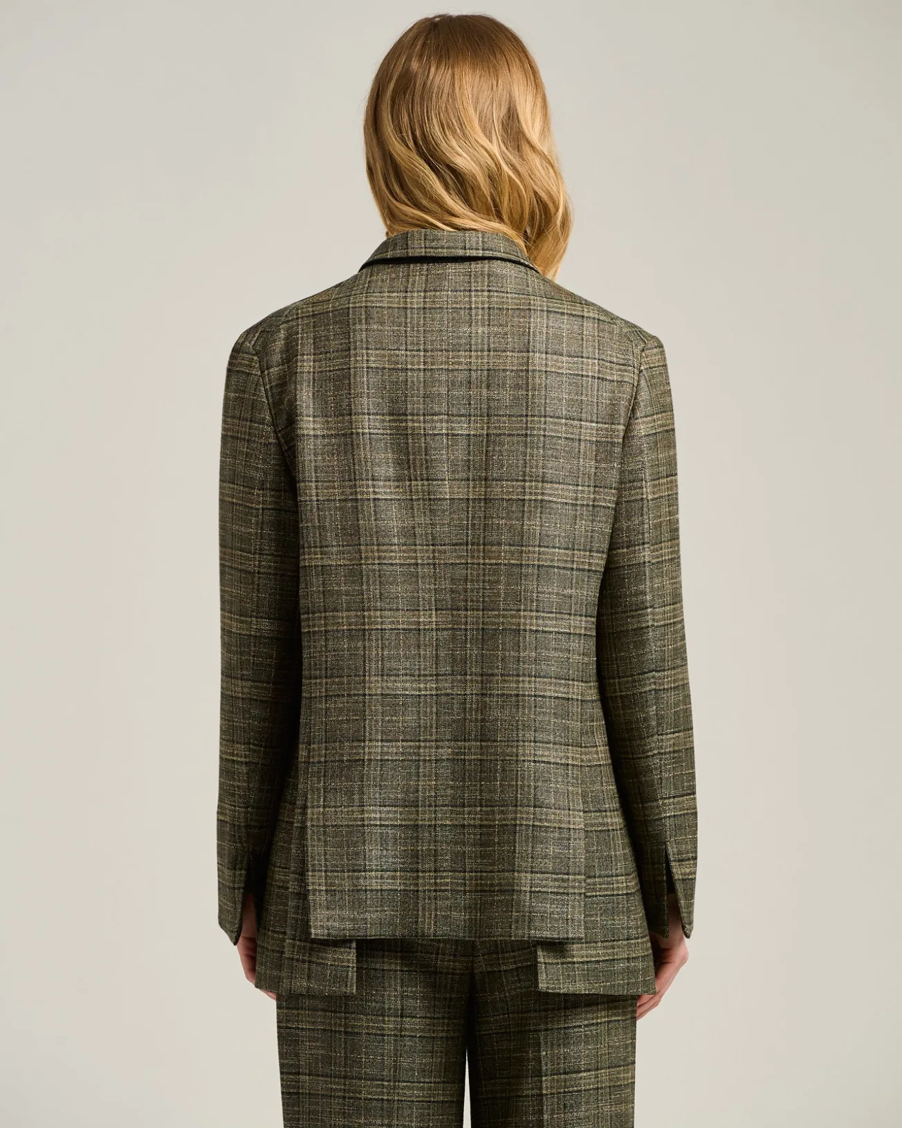 PRINCE OF WALES BLAZER IN VISCOSE GREEN AND BEIGE