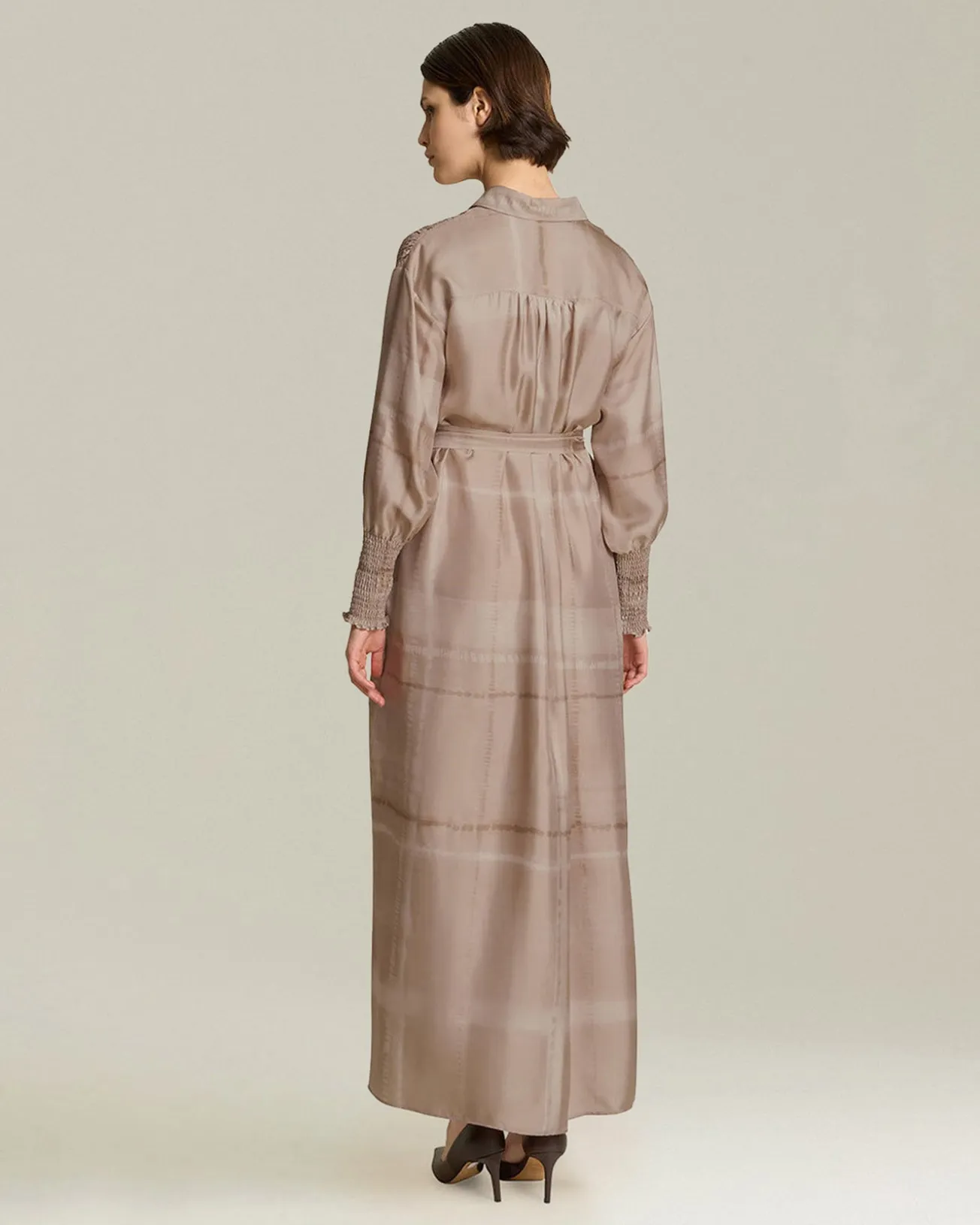 PRINTED SILK CADY SHIRT DRESS