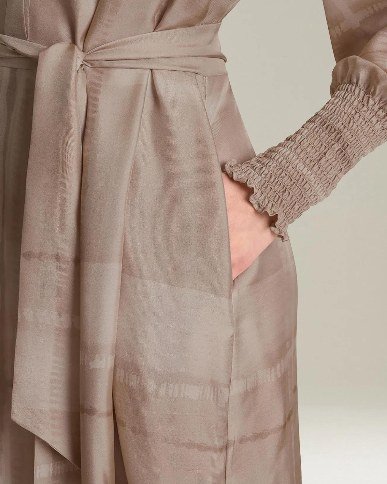 PRINTED SILK CADY SHIRT DRESS