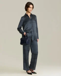 PRINTED SILK DRAWSTRING TROUSERS