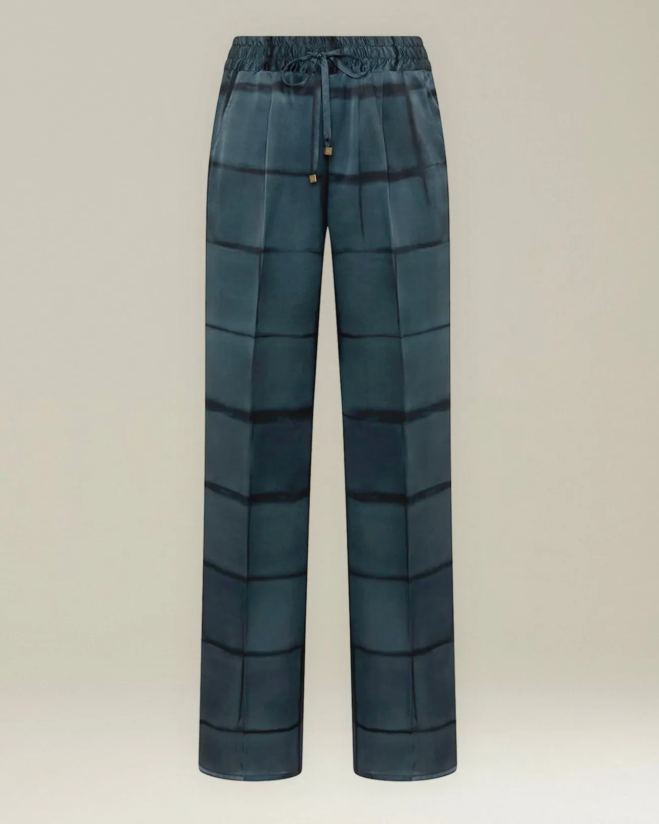 PRINTED SILK DRAWSTRING TROUSERS