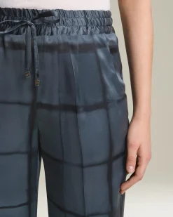 PRINTED SILK DRAWSTRING TROUSERS