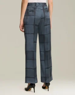 PRINTED SILK DRAWSTRING TROUSERS