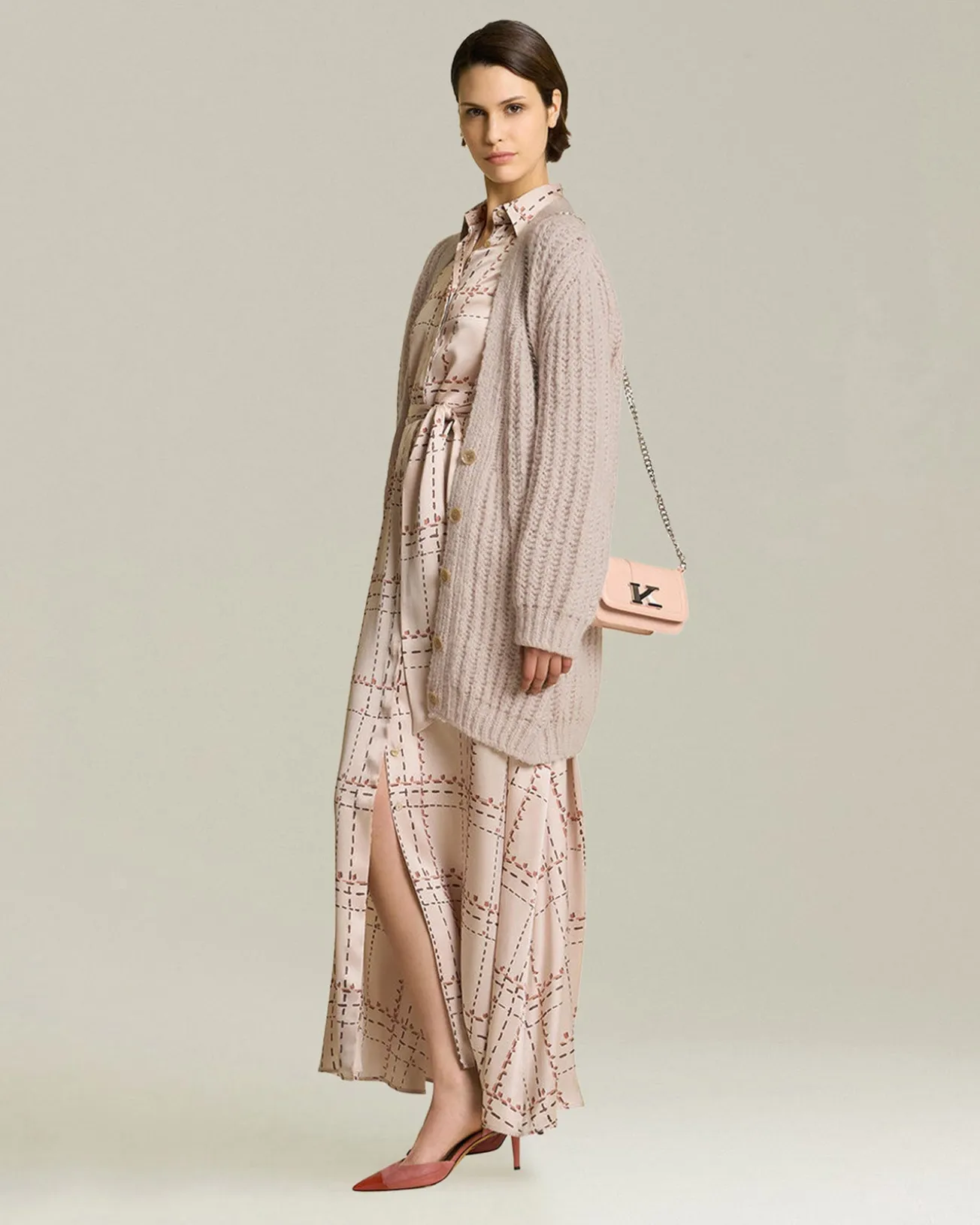 PRINTED SILK SHIRT DRESS
