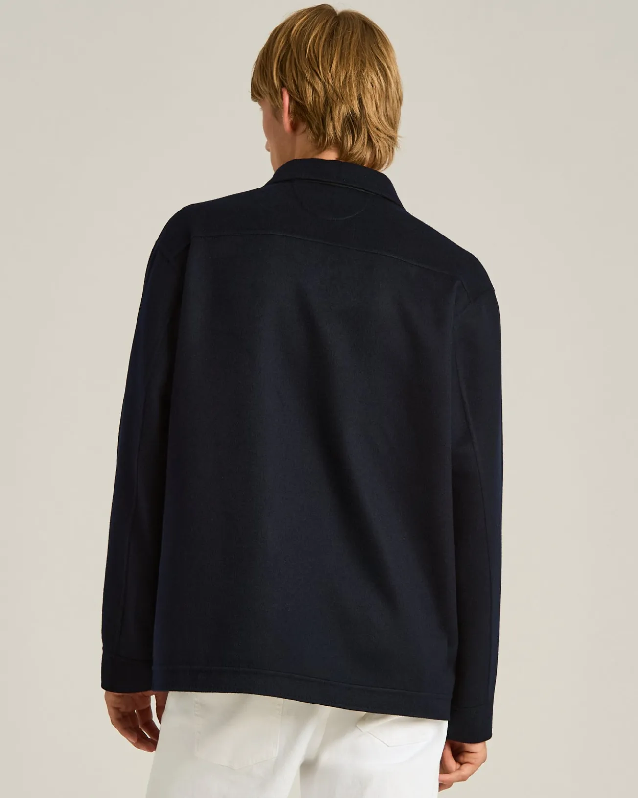PURE CASHMERE SHIRT JACKET NAVY BLUE