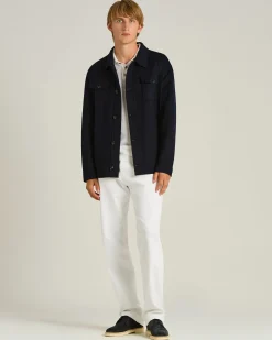 PURE CASHMERE SHIRT JACKET NAVY BLUE