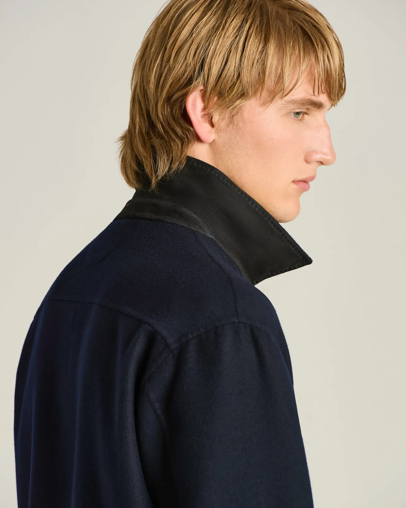 PURE CASHMERE SHIRT JACKET NAVY BLUE